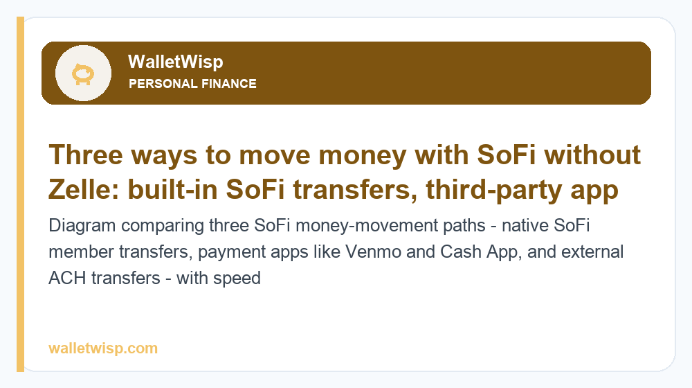 Diagram comparing three SoFi money-movement paths - native SoFi member transfers, payment apps like Venmo and Cash App, and external ACH transfers - with speed and cost labels